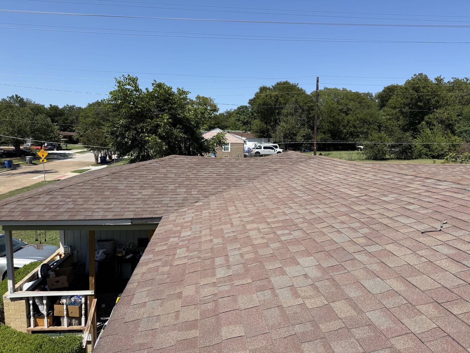 Full slope view recorded during a roof inspection