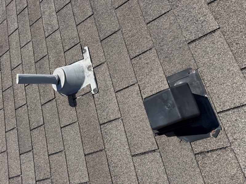 Plumbing vent pipe boot and roof vent, a common leak point